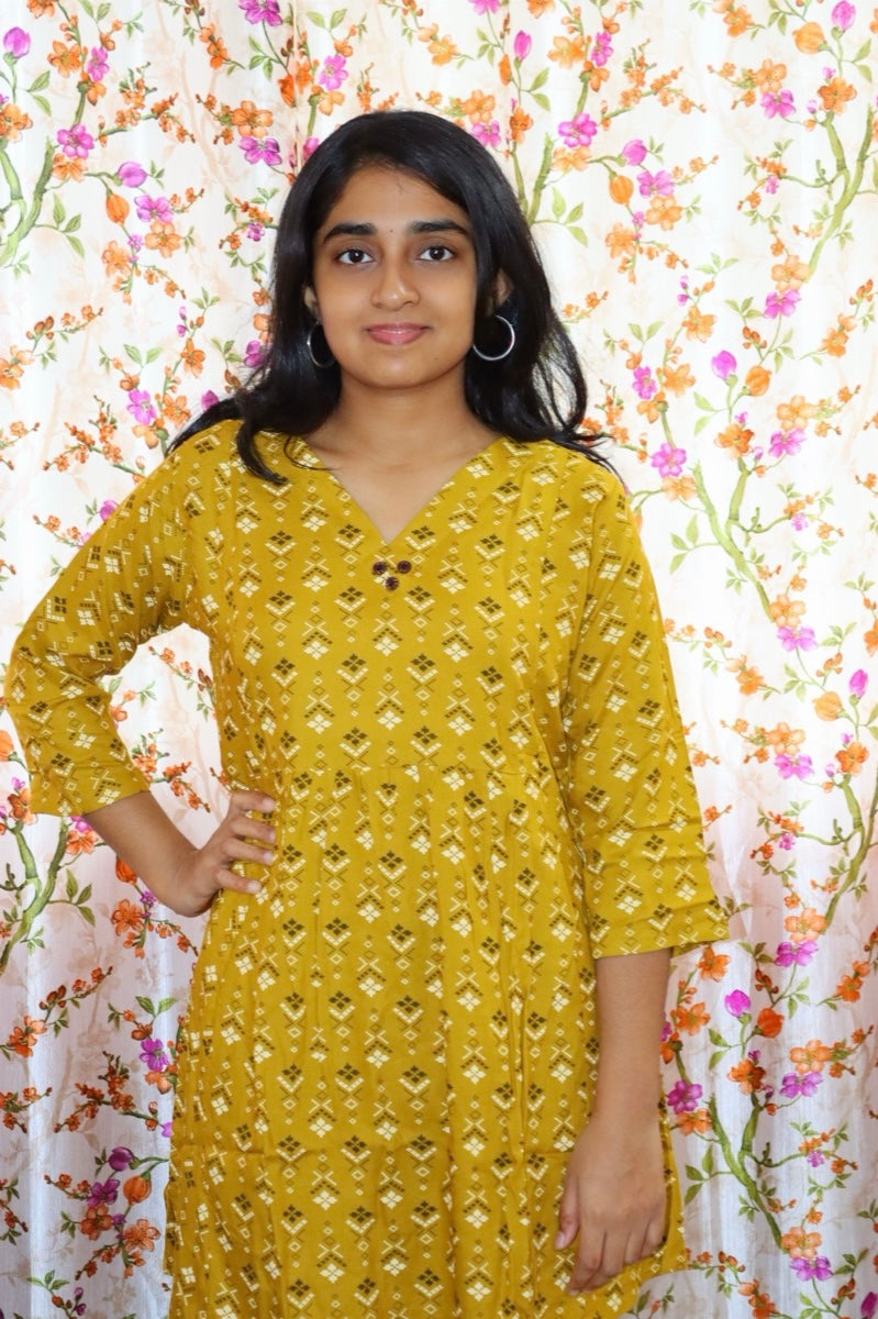 Mustard Meadow Short Kurti #RSK3010