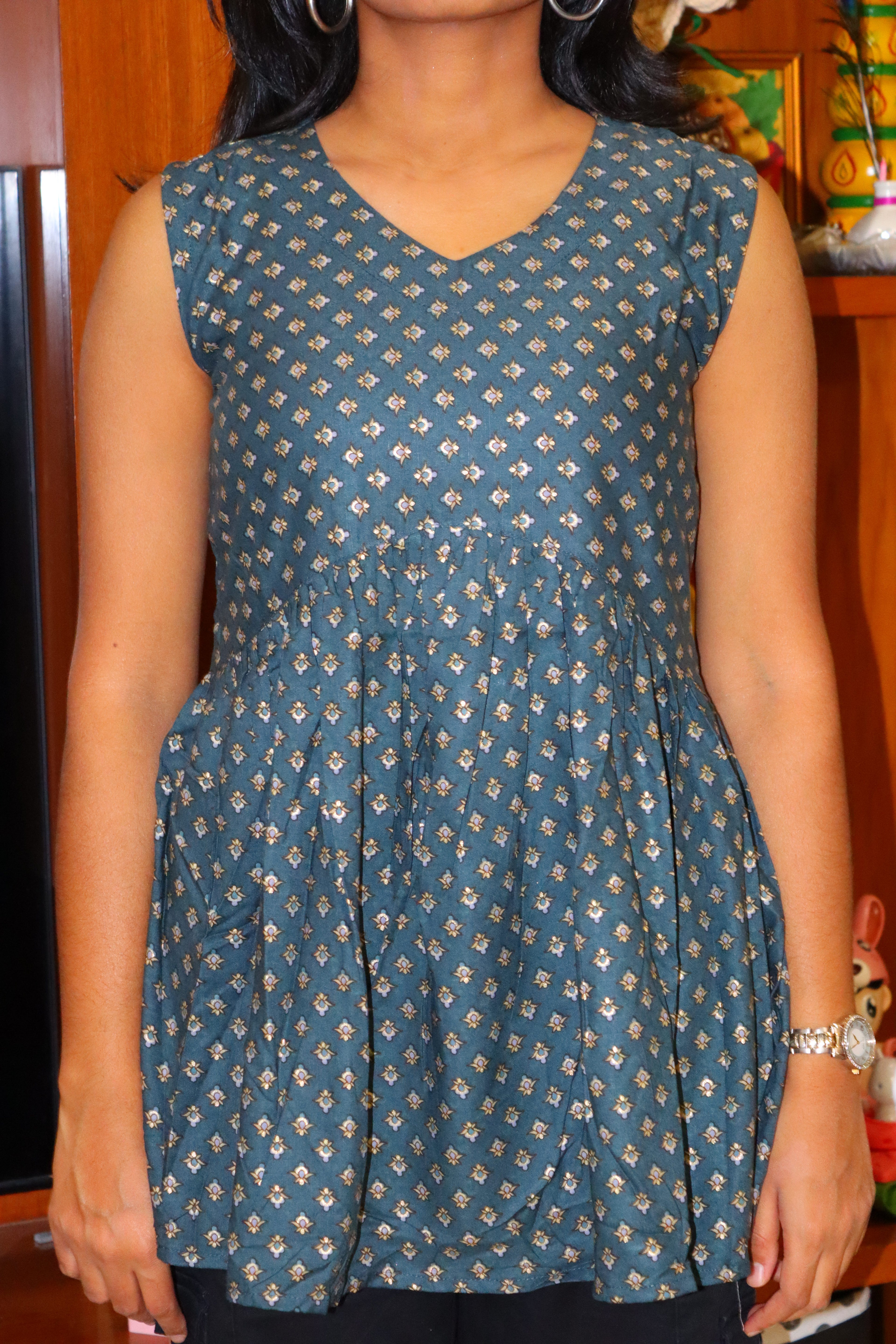 Teal Blossom Short Kurti #RSK3002