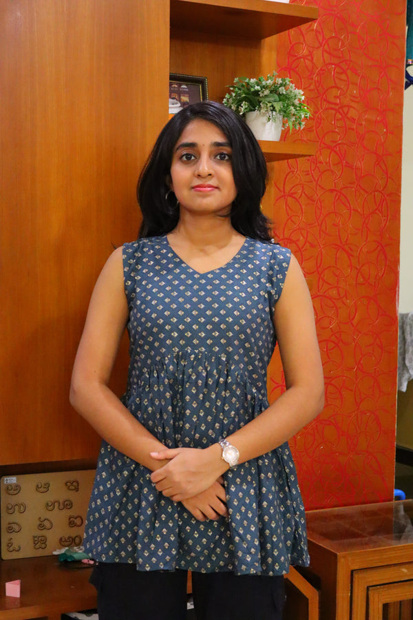 Teal Blossom Short Kurti #RSK3002