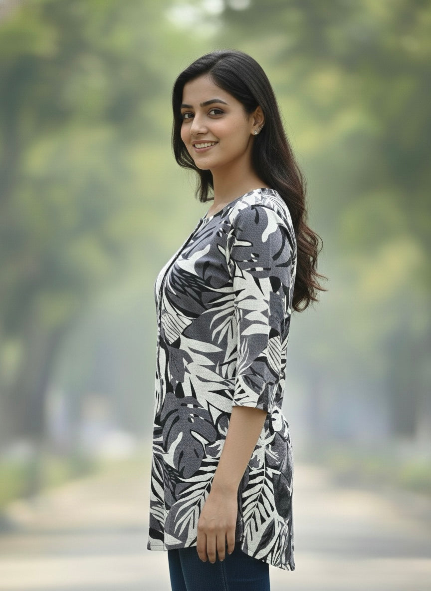 Monochrome Flora Short Kurti #RSK2002