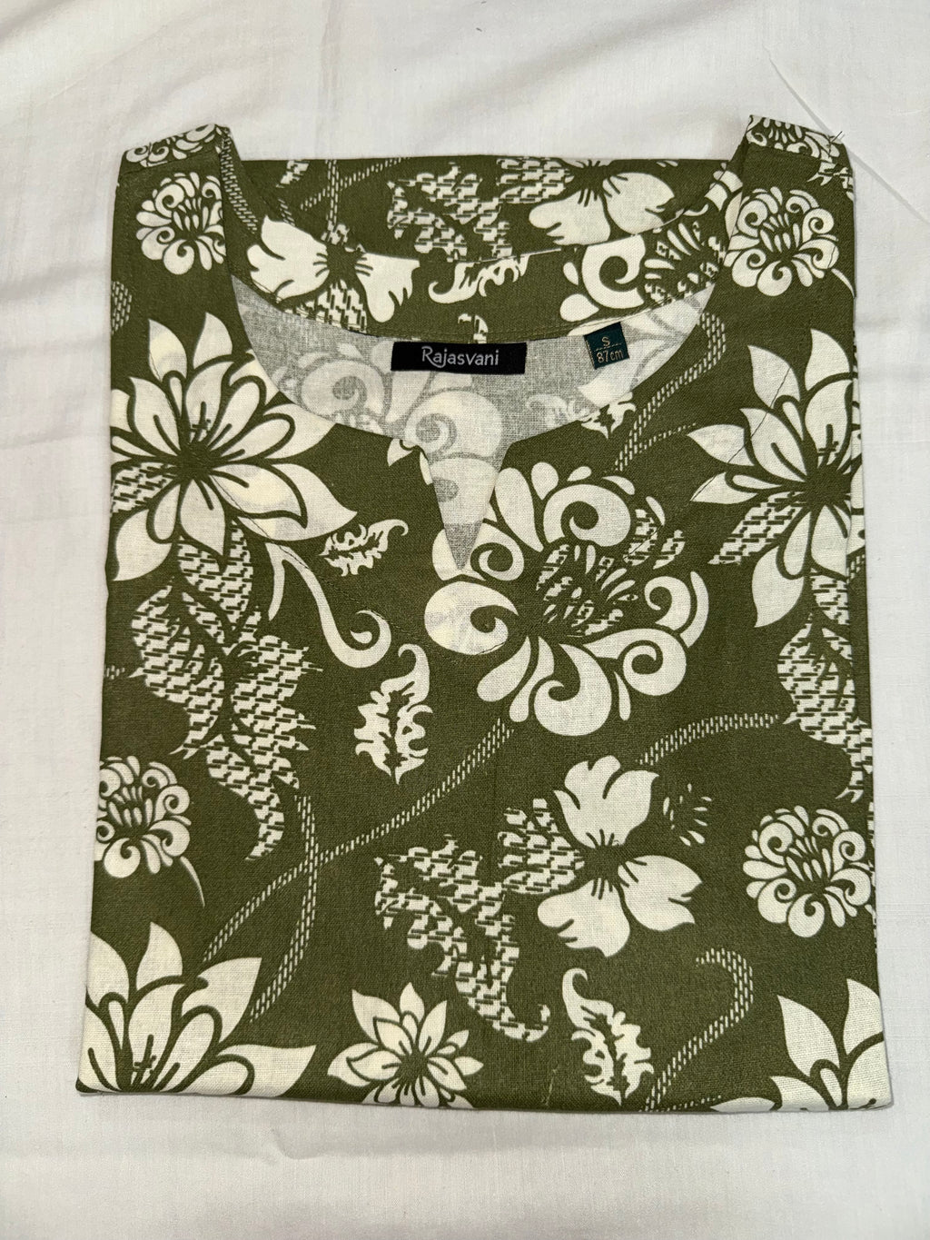 Olive Floral Short Kurti #RSK2001
