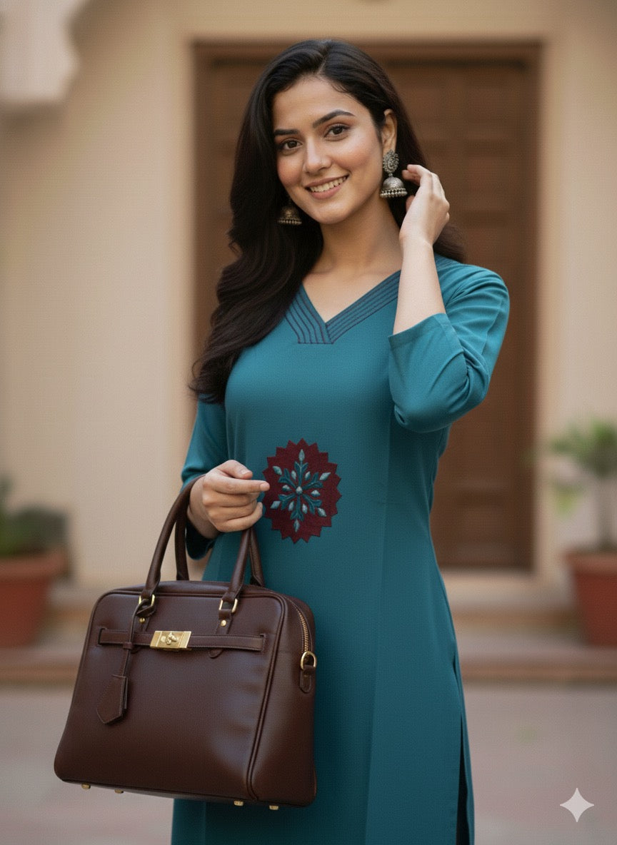 Teal Blue Applique Motif Co-ord Set #RCO1003