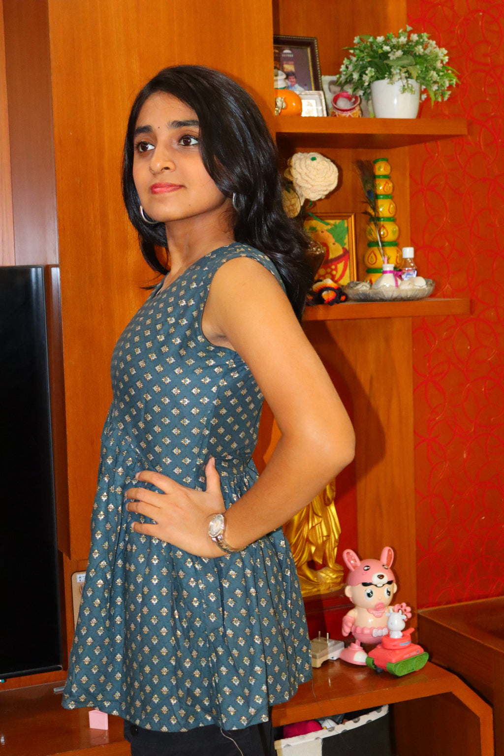 Teal Blossom Short Kurti #RSK3002