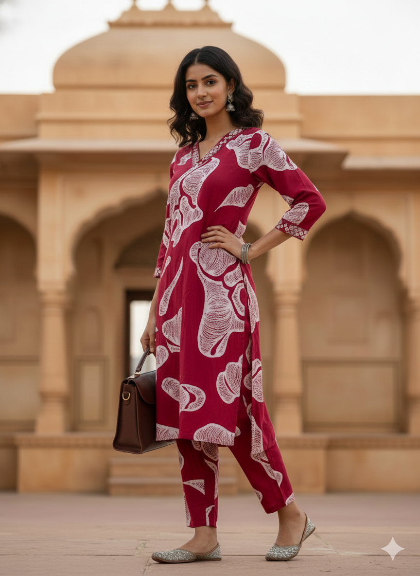 Terracotta Rayon Amoeba Co-ord Set #RCO1005