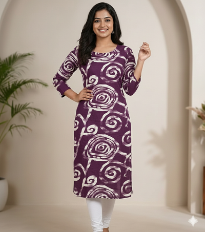 Beet Abstract Print Rayon Kurti #RLK1001