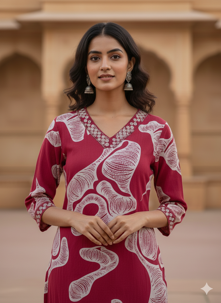 Terracotta Rayon Amoeba Co-ord Set #RCO1005