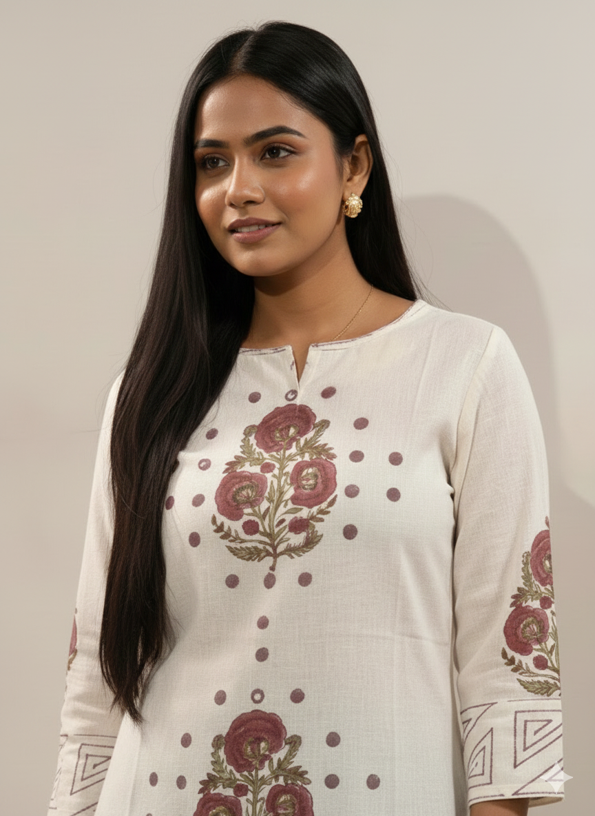 Khadi floral short kurti #RSK1001