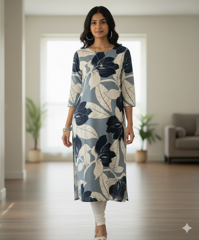 Multi-Tone Bold Floral Rayon Kurti #RLK1002