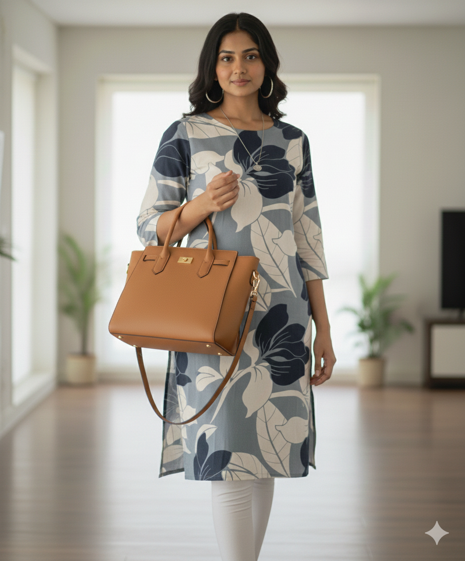 Multi-Tone Bold Floral Rayon Kurti #RLK1002