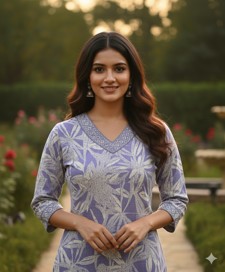 Lavender Rayon Leafy Co-ord Set #RCO1006