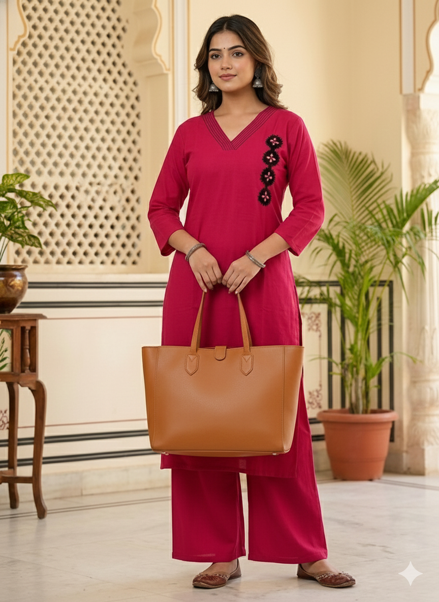 Solid Pink Motif Co-ord Set #RCO1004