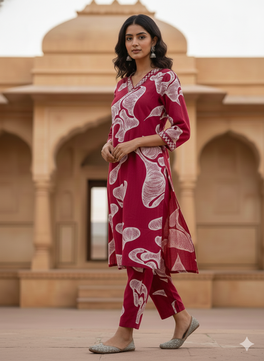 Terracotta Rayon Amoeba Co-ord Set #RCO1005