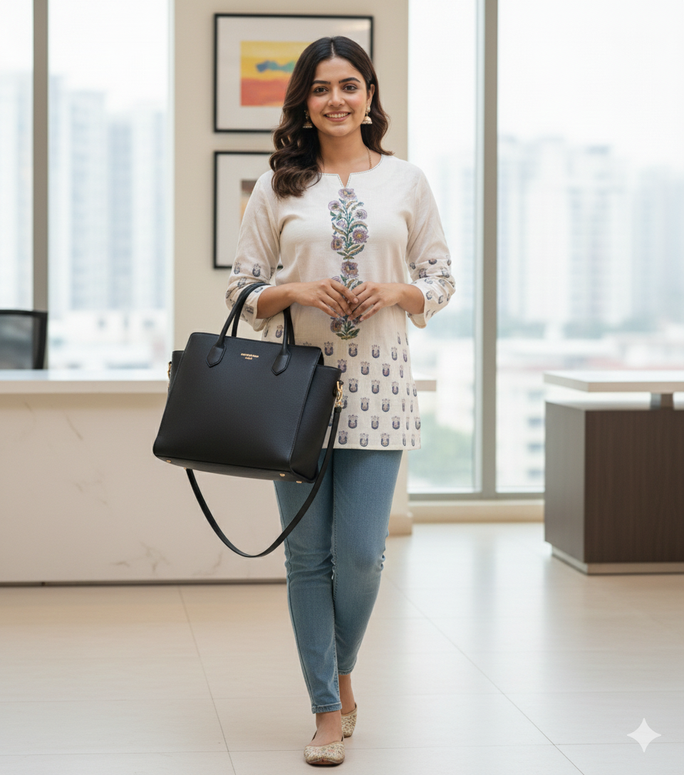 Khadi small floral sequence short kurti #RSK1003