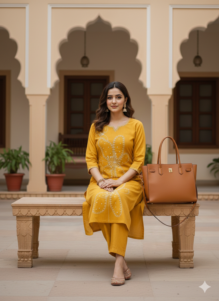 Yellow Embroidered Co-ord Set #RCO1008