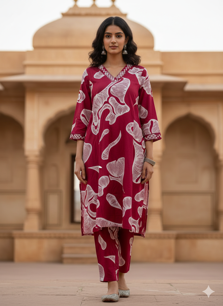 Terracotta Rayon Amoeba Co-ord Set #RCO1005