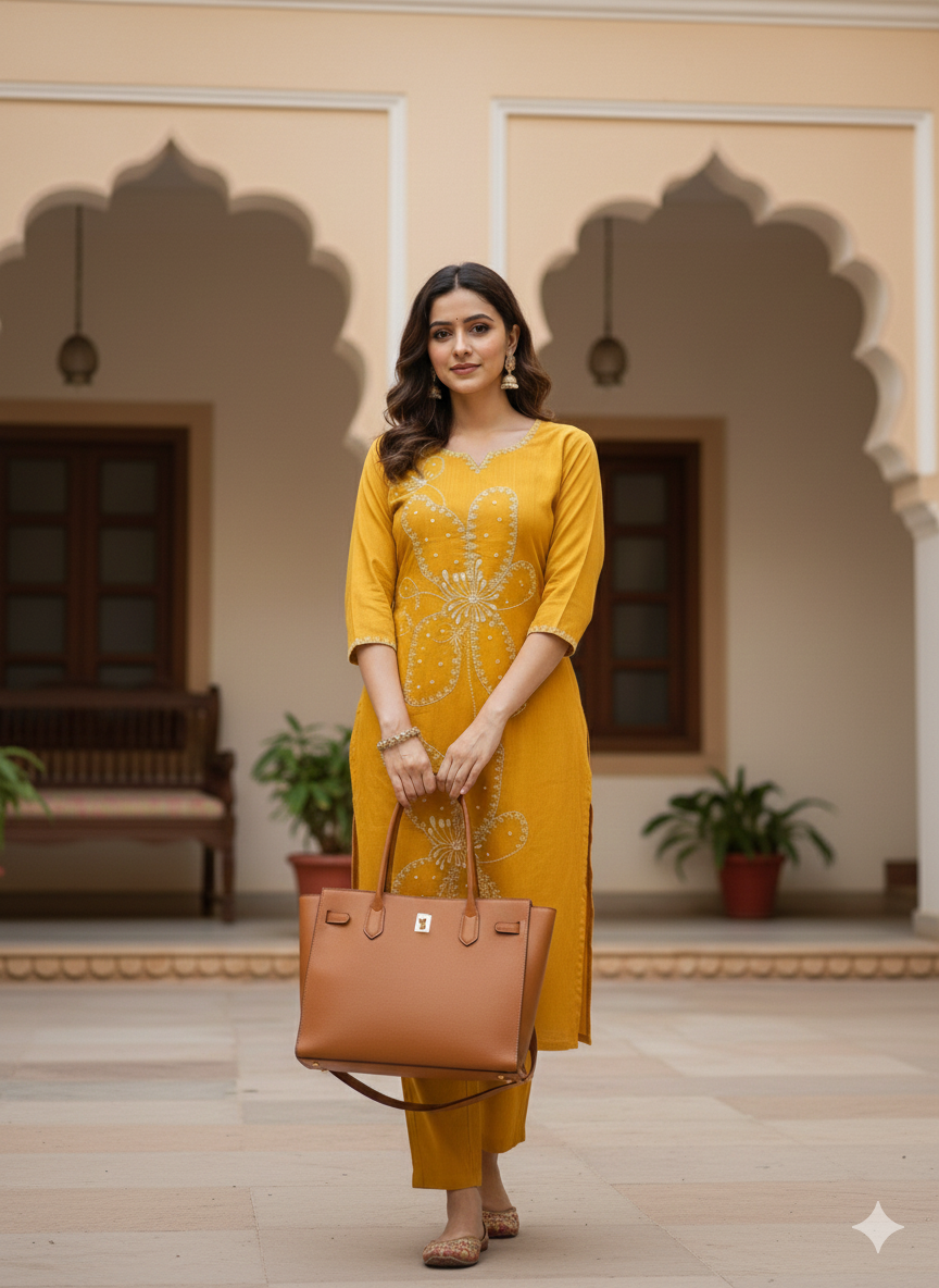 Yellow Embroidered Co-ord Set #RCO1008