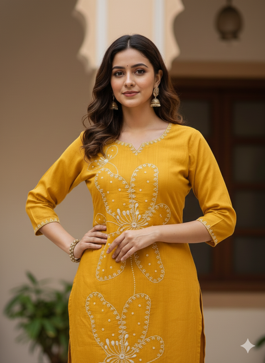 Yellow Embroidered Co-ord Set #RCO1008