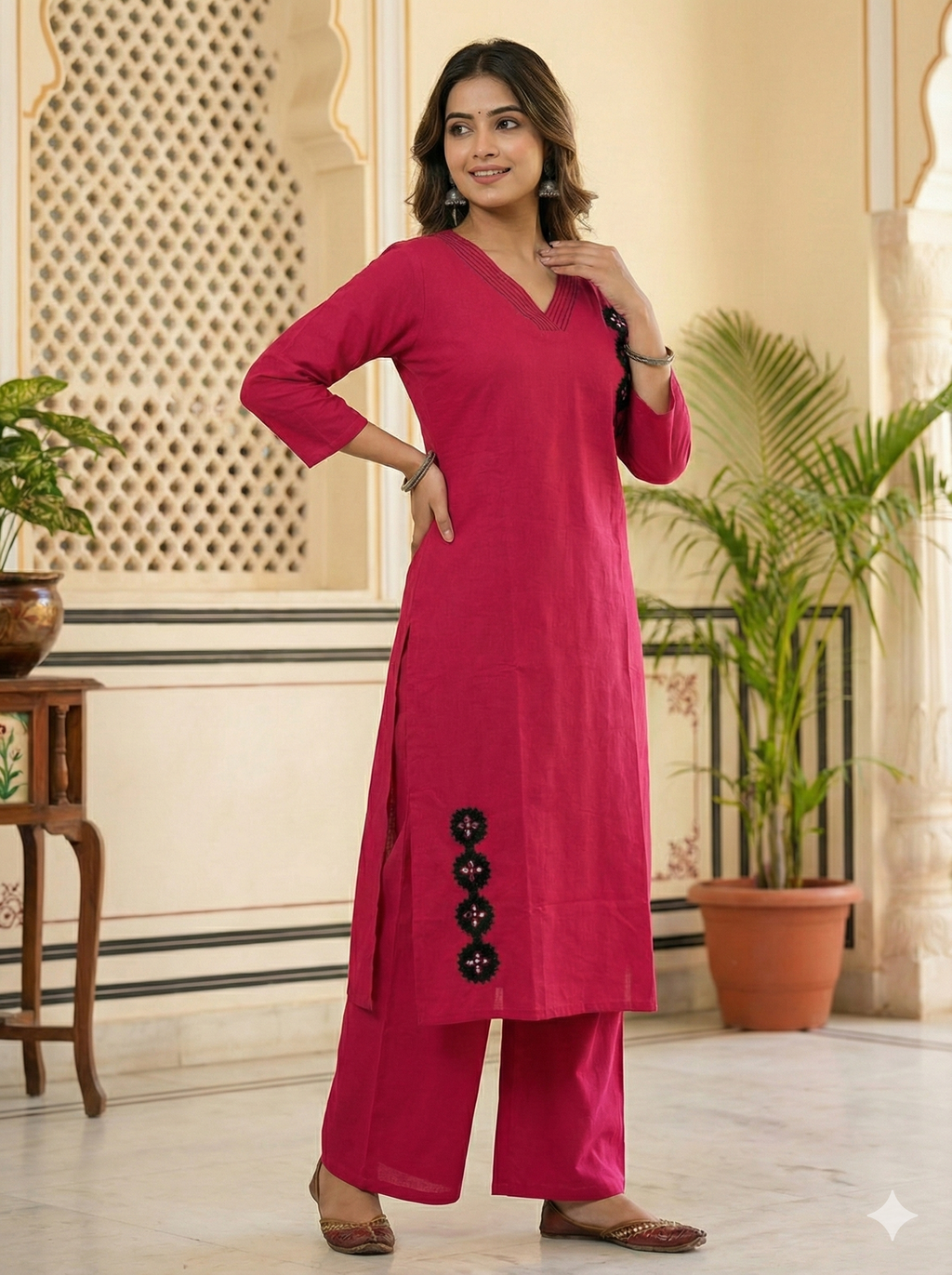 Solid Pink Motif Co-ord Set #RCO1004