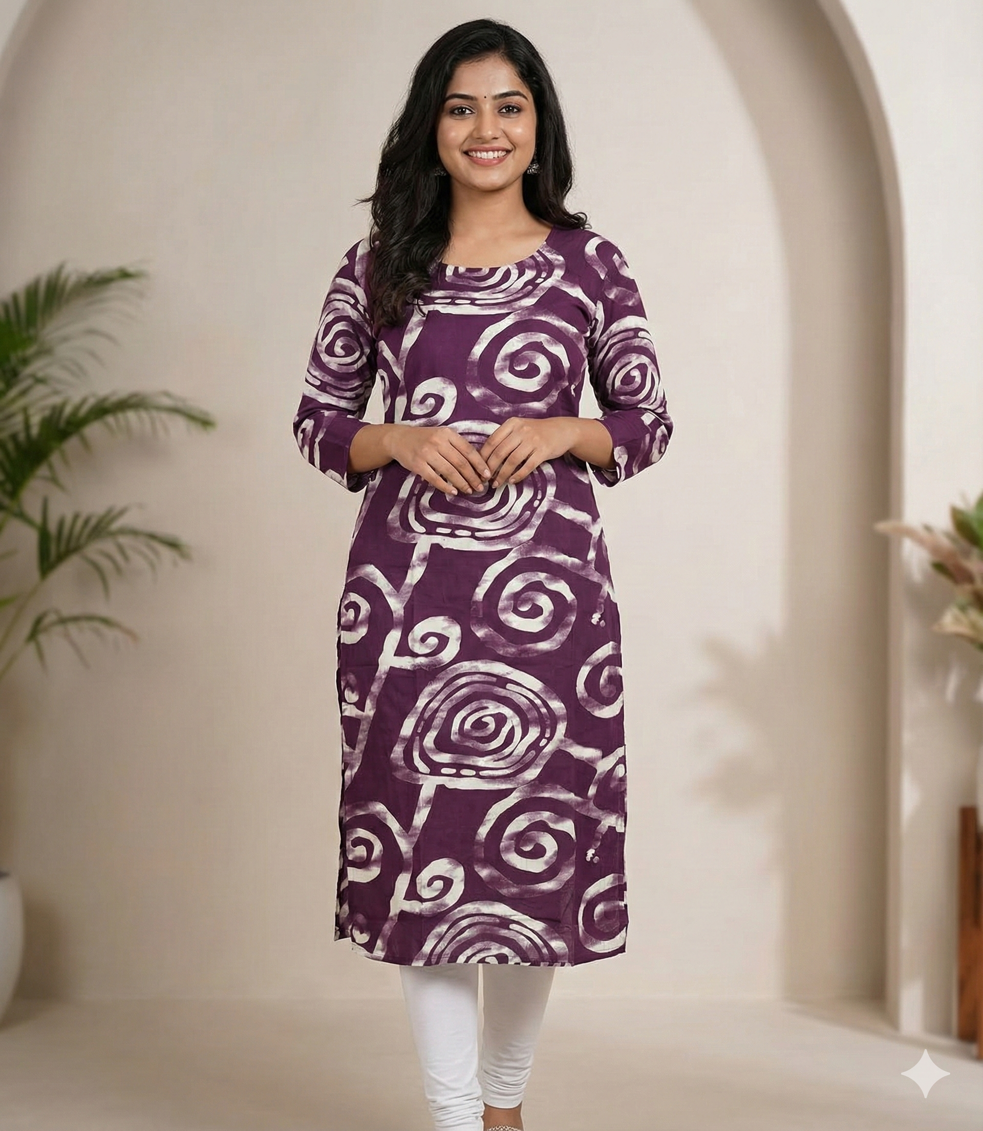 Beet Abstract Print Rayon Kurti #RLK1001
